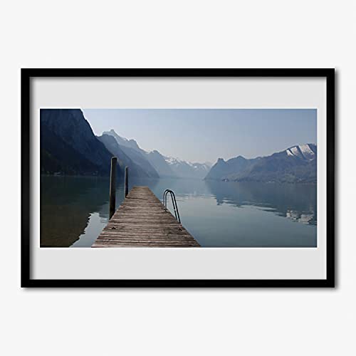 Affiche encadrée 70x50 cm Pierre du lac Paysage pour décoration murale