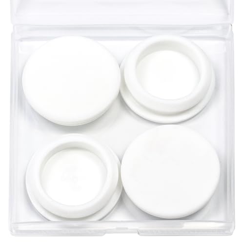 Image of 4 Pcs 32 mm Silicone Rubber Plugs Snap in Locking Hole Plugs for 32-33 mm (1-1 /4 inch-1-5 /16 inch) Round Holes, Flush Type Rubber Stoppers, Flexible Tube Pipe End Caps Covers, Waterproof Sealing Plugs, White