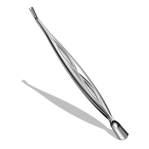 BEZOX 2 in 1 Nagelhautschieber und trimmer mit Gabel – Professionelles Nagelhautentfernungswerkzeug aus Edelstahl für schmerzfreie Maniküre und Pediküre (Silber)