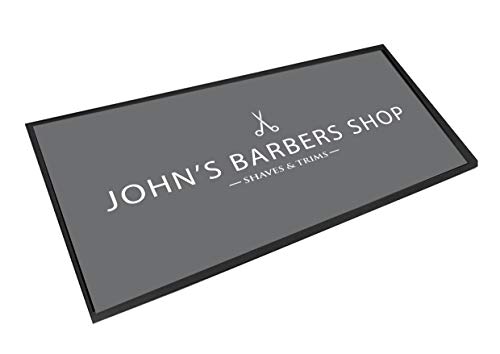 Artylicious Personalised Barbers Shop Scissor Mat, Grey Moustache Black Bar Mat Ruer Counter Mat