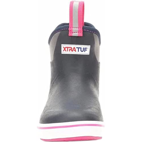 Image of XTRATUF Women's 6 Inch Ankle Deck Boot, Navy /Pink, 6