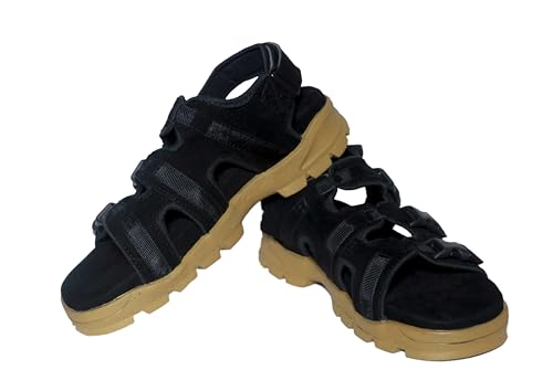 Image of Men's Suede Sports Sandals | Adjustable Strap Design | Lightweight Airmix Sole | Comfortable Sandals | Anti-Slip Casual Footwear | Black-8