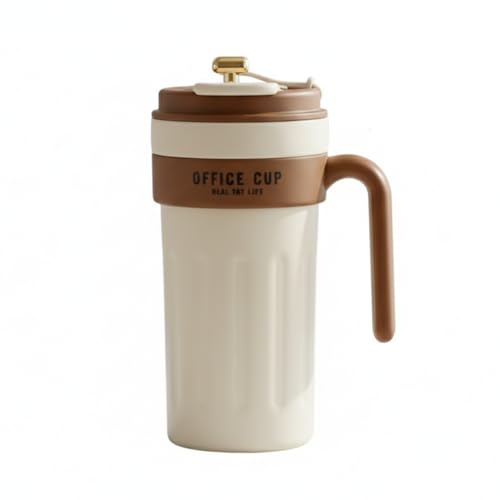 Image of NYRWANA Smart Coffee Travel Mug 650ml | 304 Stainless Steel Vacuum Insulated Cup | LED Touch Screen Temperature Display | Leak-Proof Flask for Hot & Cold Drinks, Office, Travel & Outdoor (Cream Brown)