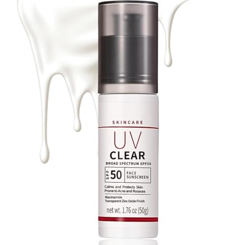 Mineral Sunscreen SPF 50+,Niacinamide SPF 50 Face&Body Moisturiser,Sun Cream Face Calms & Protection Skin,No White Cast Sun screen for Acne Prone Eczema Skin Sensitive Skin,UV Clear Broad-Spectrum,50G