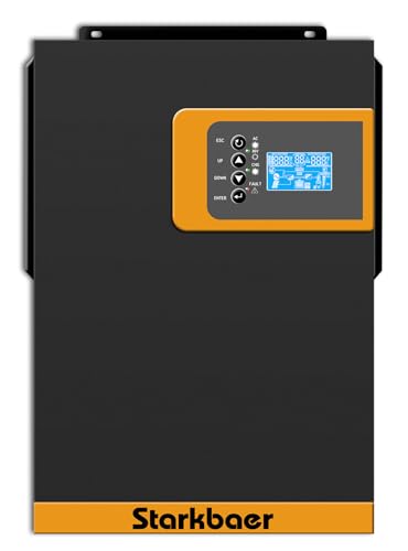 Starkbaer Inversor Solar Hibrido 24v a 230v 3000w, Cargador Solar MPPT 80A, Onda Pura Off-Grid Cargador de Prioridad de Red Regulador for Híbrida, Utilidad, Solar(Compatible Módulo WiFi) (3000W24V)