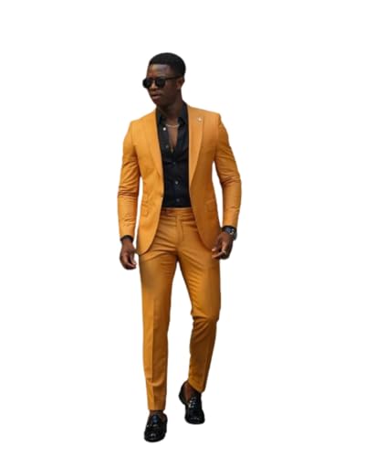Men's 2 Piece Suit for Men Wedding for Groom Slim Fit Formal Suits Yellow Suit's Men Business Coat Pant