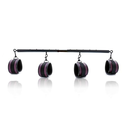 Heavy Duty Stainless Steel Expandable Black Spreader Bar with 4pcs PU Eggplants Detachable Adjustable Straps,Workout Bar for Home Indoor Gym Training Kit