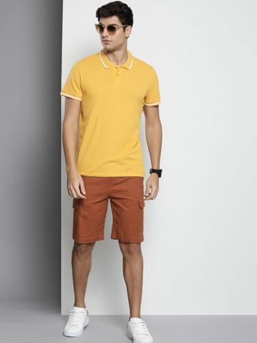 Image of The Indian Garage Co Men Slim Fit Solid Mid-Rise Cargo Shorts