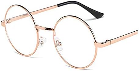 LOVEF Large Oversized Metal Frame Clear Lens Round Circle Vintage Eye Glasses 5.42inch (Rose Gold)