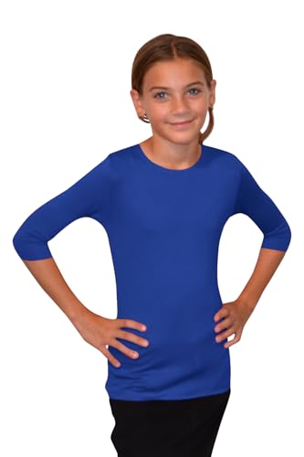 Kosher Casual Kids Big Girl's Modest 3/4 Sleeve Crew Neck Layering Top