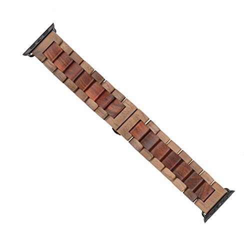 Kinobo Wooden Watch Band Compatible With Apple Watch, 100% Eco-Friendly Natural Hardwood Watch Strap Thickened Wrist Bracelet For Iwatch Series7, 6, 5, 4, 3, 2, 1, Sport, Edition (Walnut + Sandal--42/44/45Mm) #TOP5