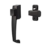 Ideal Security Door Handle with Inside Latch for Storm and Screen Doors, Black (2-Piece Set)