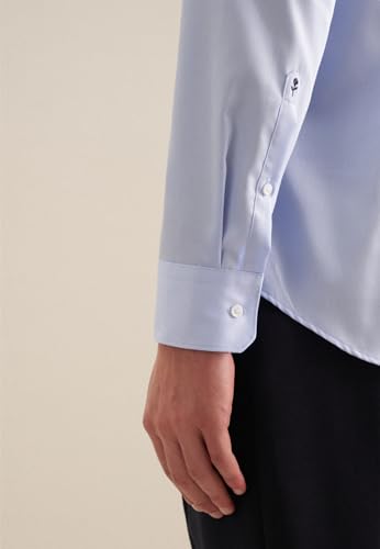 Seidensticker Męska koszula biznesowa – Shaped Fit – łatwa do prasowania – kołnierz Kent – długi rękaw – 100% bawełna, niebieski, 38