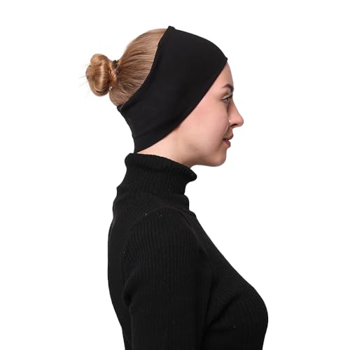 Altobeh Kadın Penye Dikişsiz Tesettür Bandana Bone Spor Saç Bandı, Siyah