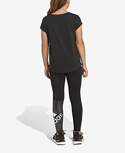 Adidas Girls Glam Graphic Tights Pants, Black With Silver, Medium Us #TOP5