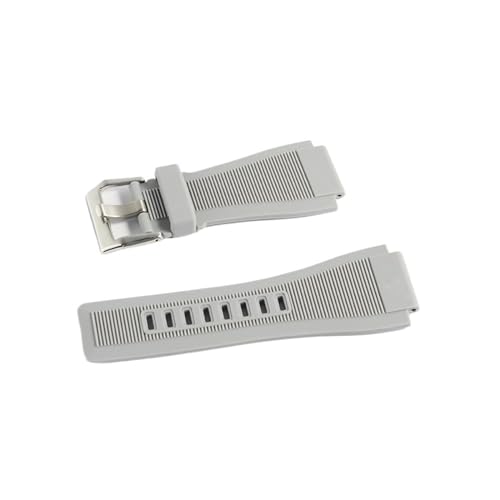 [�R�E����] MENGKE �X�g���b�v 24mm Bell &Ross BR-01 BR-03 �V���R�����v�o���h�ƌ݊�������A�c�[���t��(Grey Silver buckle)