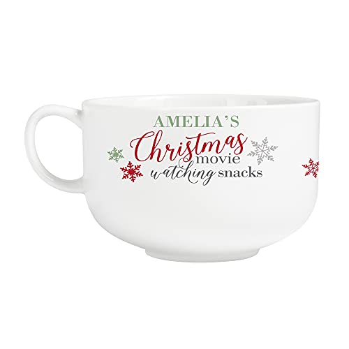 Let's Make Memories Personalized Christmas Movie Watching Bowl - Customize Name - Festive Snack Bowl - Holds 32 oz