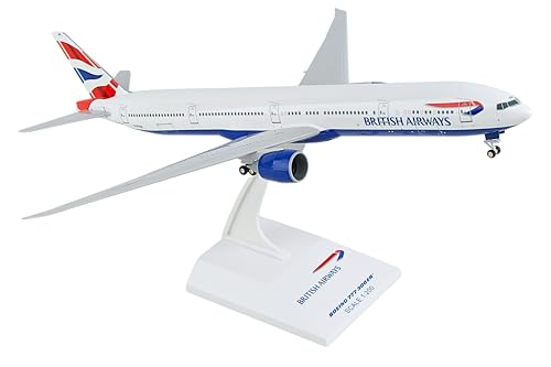 Skymarks British Airways Boeing 777-300ER Model Airplane – 1/200 Scale Officially Licensed Plastic Aircraft with Landing Gear & Display Stand – Detailed Collectible Toy for Kids Ages 3+