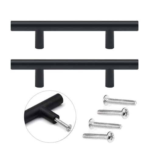 Sonakia Tiradores Armarios Dorados, Manija Cajones T-barra, Tirador Puerta De Aluminio, Pomos y Manijas Para Gabinetes De Cocina y Hogar, 2x Tiradores Para Muebles + Tornillos,black-300mm/11.8in