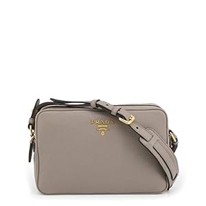 Prada Women’s Gray Vitello Phenix Leather Crossbody 1BH079