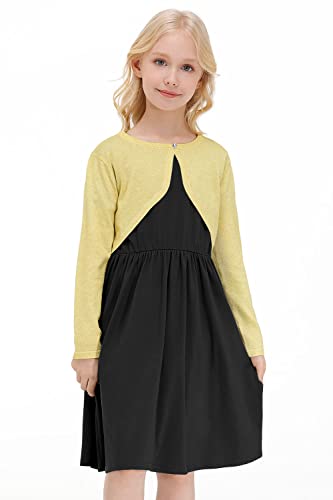 Besserbay Kid Girls Open Front Sparkle Gold Bolero Shrug Sweet Button Closure Cropped Cardigan 9-10 Years #TOP2