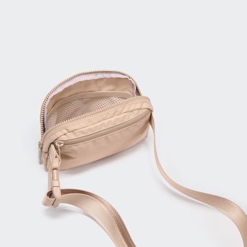 Image of Pander Two Way Zipper Fanny Pack Nylon Everywhere Belt Bag for Women, Water Repellent Waist Packs, Crossbody Bags with Adjustable Strap (Raw Linen).