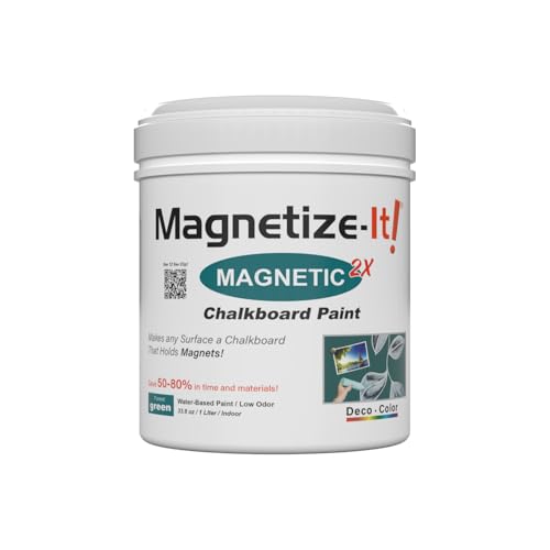Magnetize-It! Magnetfarbe extra stark & überstreichbar für Kreide & Magnet (grün 1000ml) - Tafelfarbe magnetisch für ca. 3 qm Wand - magnetische Wandfarbe geeignet - Wand Tafellack