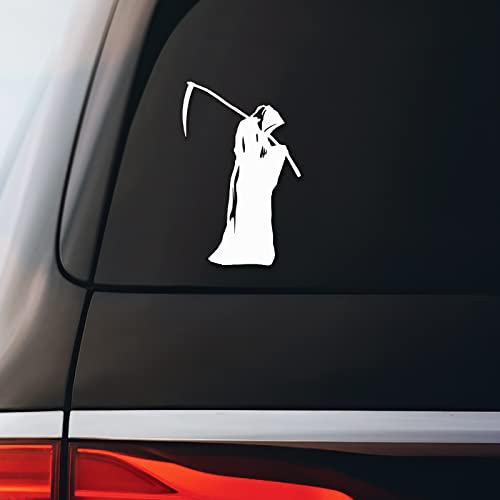 Image of Grim Reaper Sticker Decal Notebook Car Laptop 3.5 inchx5.5 inch (White)