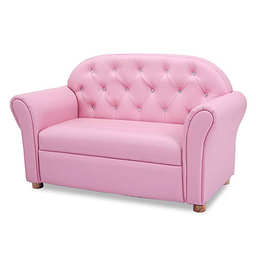 Sturdy Wood Construction Armrest Chair for Preschool Children Sofas Pink Modern Contemporary Princess Foam Finish