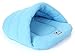 MoonyLI Pets Sleep Zone Cuddle Cave Pet Bed,Pets Cave Bed Half Covered Cuddle Cushion Kennel in Warm Comfortable Pouch for Cats Rabbit Puppy Blue S