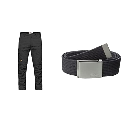 Fjällräven Karl pro Zip Off Trousers 81463 030 Dark Grey M & Gürtel Canvas Belt, Grau (Dark Grey 030), Einheitsgröße