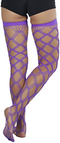 Image of ToBeInStyle Women's Multi-Strand Large Diamond Fence Net Thigh High Stockings