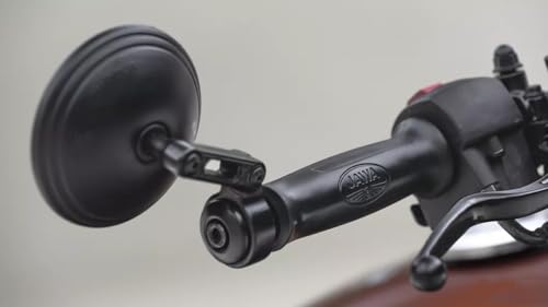 Image of TA Motorcycle Front Handlebar Mirror (Black, Large, Set of 2) - Adjustable, Convex, Handlebar Mount - Fits Jawa 42 / Bobber /Classic /Perak Bobber /Yezde Roadster /Scrambler /New Reborn Classic