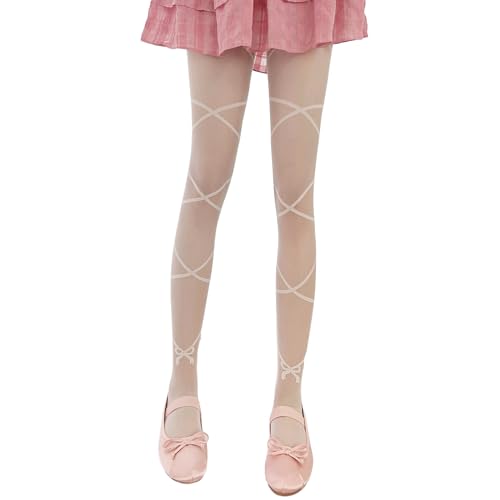 Image of Y2K Patterned Sheer Tights for Women Gothic Punk Thigh High Pantyhose Harajuku Lolita Bandage Fishnet Stockings