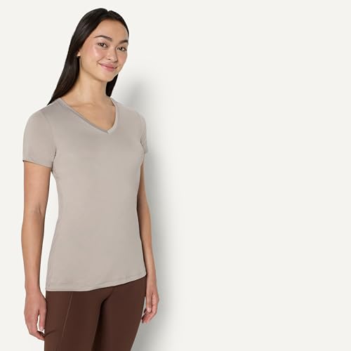 Image of Amazon Essentials Women's Active Quick Dry Tech Stretch Short-Sleeve V-Neck T-Shirt (Available in Plus Size), Pack of 2