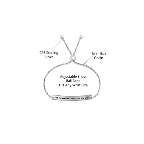 Savlano 925 Sterling Silver Engraved Inspirational Adjustable Bolo Charm Bracelet For Women Comes With Gift Box - Made in Italy2