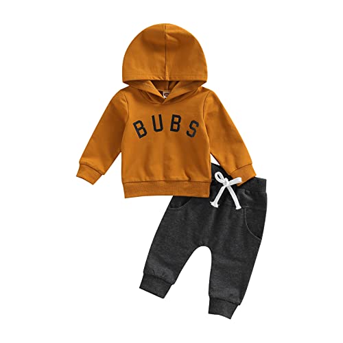 Image of VISGOGO Toddler Baby Boy Fall Winter Clothes Set Letter Printed Long Sleeve Sweatshirt Tops + Pants 2Pcs Outfits