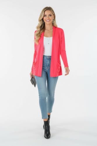 Image of ToBeInStyle Womens Open Front Long Sleeve Lightweight Asymmetrical Draped Cardigan with Side Pockets