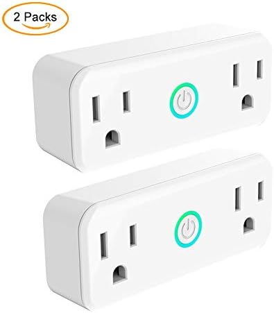 WIFI Smart Plug 2-Pack 10A Dual Smart individually Outlet Mini Wireless Socket Compatible with Alexa Google Home IFTTT for Voice Control