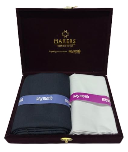 Image of Raymond Makers Men's Shirt & Trouser Fabric Combo with Premium Gift Box | Solid Shirt Fabric with Formal Trouser Fabric | Unstitched Dress Material for Office & Formal Wear