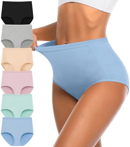 OLIKEME High Waisted Cotton Underwear for Women Soft Breathable Postpartum Underwear Ladies...