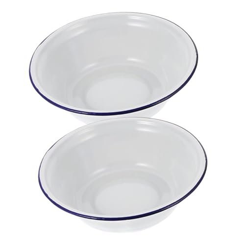 Sosoport 2 piezas Bol de Esmalte Vintage de Cuencos de Cocina para Ensaladas y Capacidad para Decoración y Uso Práctico