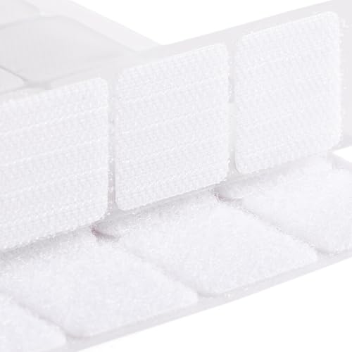 Image of ECOHomes (1x1 Inch, 48 Set Squares) Strips with Adhesive for Fabric, White | No Sew, Stick On for Fabric, Sticky Back for Clothes, Curtains, Heavy Duty, Double Sided Hook and Loop Hem Tape Fasteners