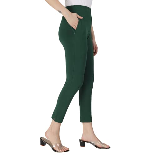 Image of ON&ON Women's Cotton Stretchable Slim Fit Straight Pants Trouser for Casual Wear and Office Wear