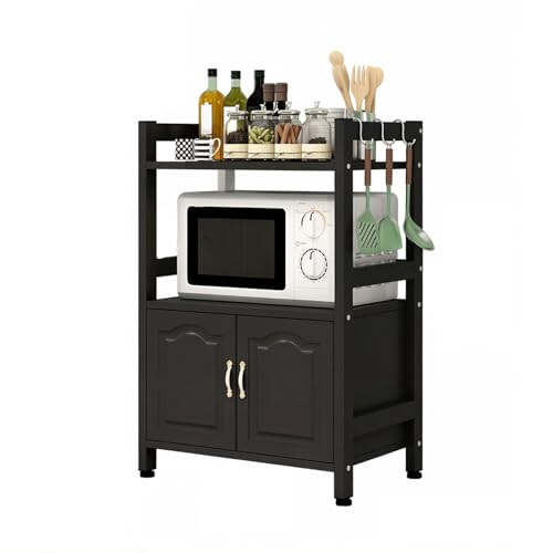 KXKJRYB Soporte para Microondas 2 Niveles con CajóN ExtraíBle Madera MarróN Antiguo Bandeja De Malla MetáLica Multifuncional para Cocina-B