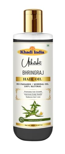 Image of Khadi Bhringraj Hair Oil 200ml | Ayurvedic Herbal Hair Oil for Hair Growth & Thicker Hair | Non-Sticky, Paraben & Mineral Oil Free | For All Hair Types | Daily Use for Men & Women