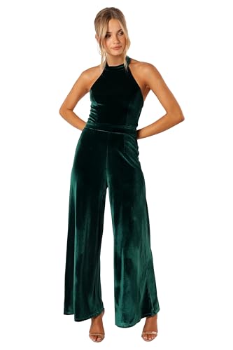 Petal & Pup Aria Velvet Jumpsuit - Emerald XL