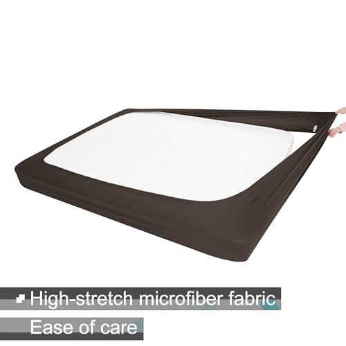 Twin/Twin XL Box Spring Cover - Jersey Knit & Stretchy Wrap Around 4 Sides Bed Skirt for Hotel & Home, Brown