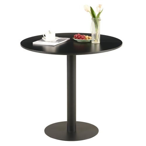 buybyroom Table Ronde Salle Manger Table a Manger Ronde Blanche für Küche, Esszimmer, Wohnzimmer und Büro für 2-4, 80 cm, Noir