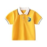Baby Dinosaur Printing School Uniform Button Closure Collared Golf Tshirts Soft & Comfortable Boys Polo Shirt Daily Wear Yellow 2-3 Years